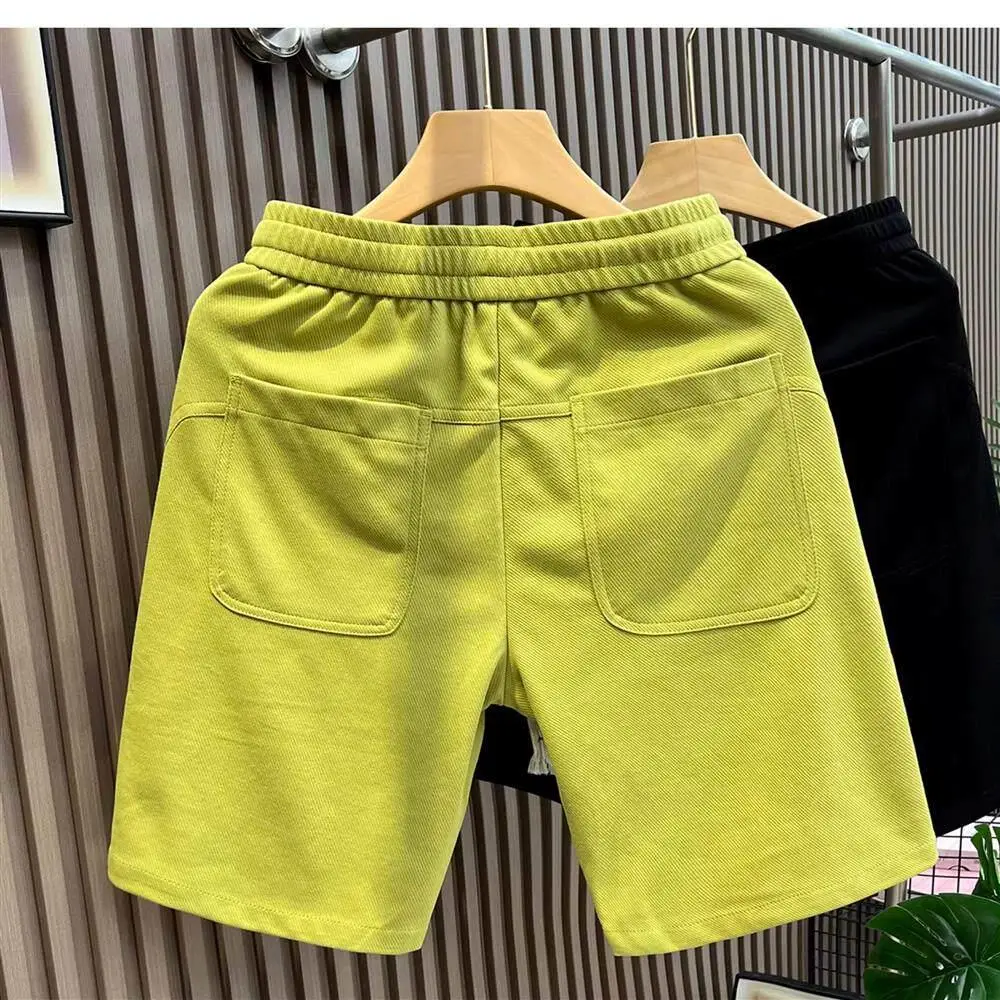 Loose Men's Ice Silk Quick Dry Ins Shorts Beach Pants Five Parts Male Model Summer City Walk Youthful Green Color Breathable