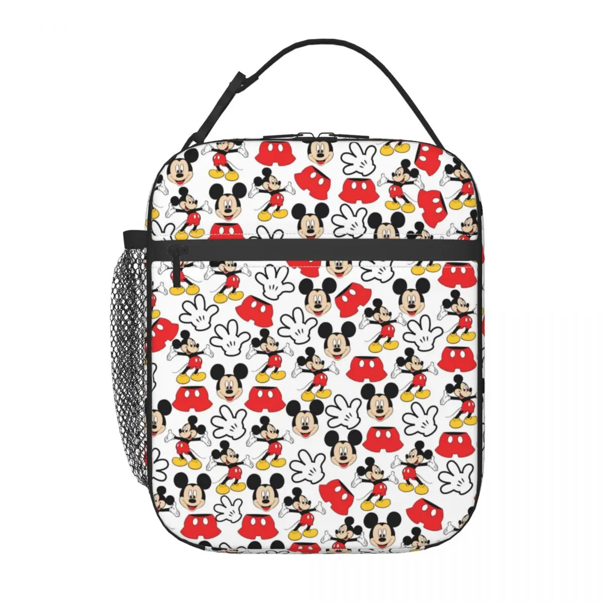 Custom Mickey Mouse Portable Lunch Boxes for Women Multifunction Cooler Thermal Food Insulated Lunch Bag School Children Student