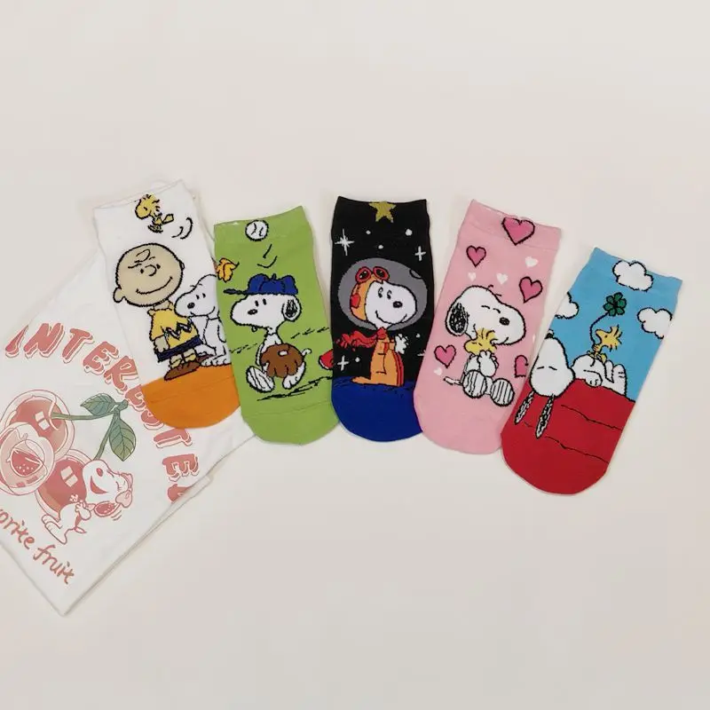 1Pairs Snoopy Women Socks Cotton Breathable Sports Boat Sock Soft Summer Short Tube Socks Cute Boat Sockslow New Japanese Socks