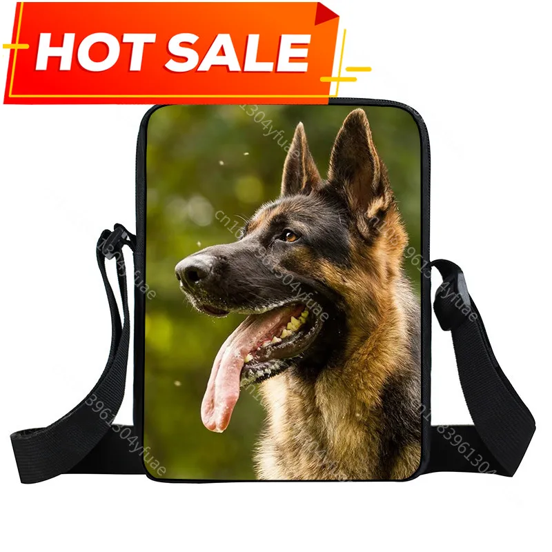 

German Shepherd Messenger Bag Cute Dog Crossbody Bags Women Handbag Small Leisure Shoulder Bag Canvas Tote Girls Satchel Bookbag