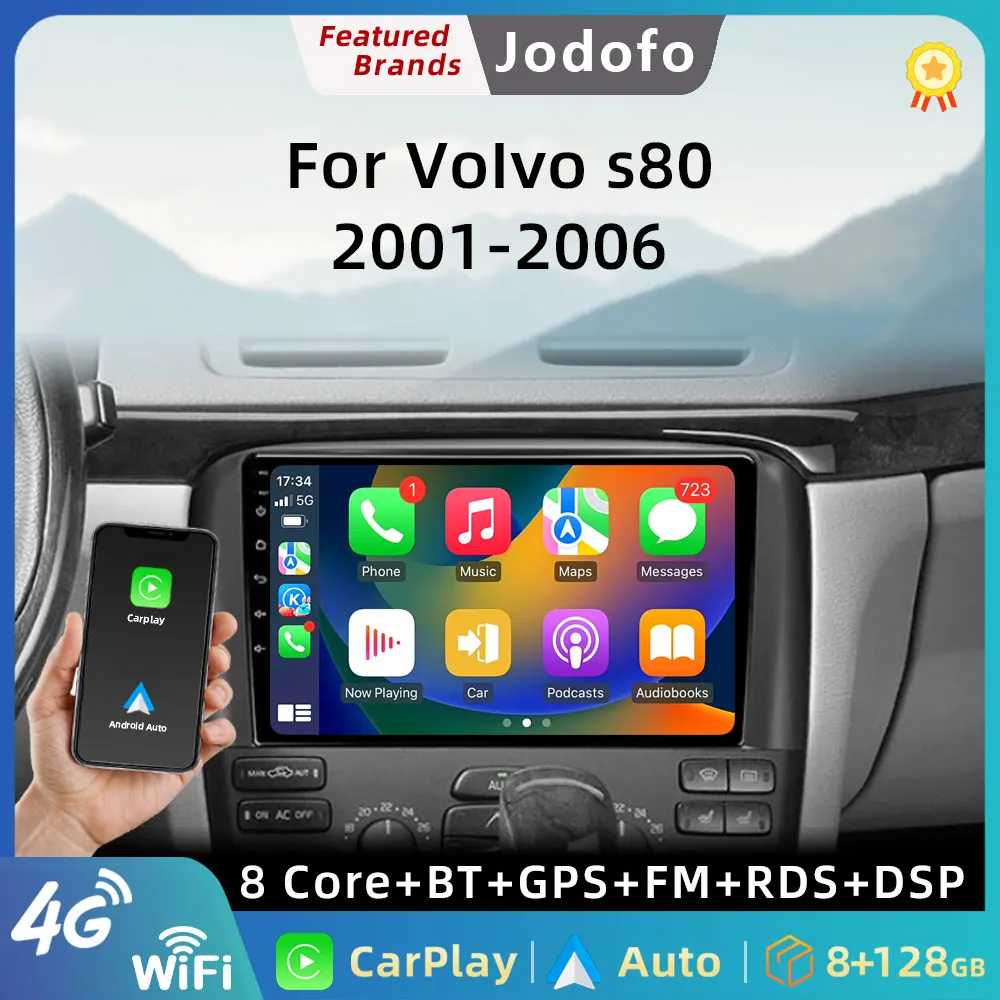 

Jodofo Android12 2Din Car Radio For Volvo S80 2001-2006 Car Stereo Player GPS Navigation 4G WIFI Carplay Autoradio Auto DSP QLED