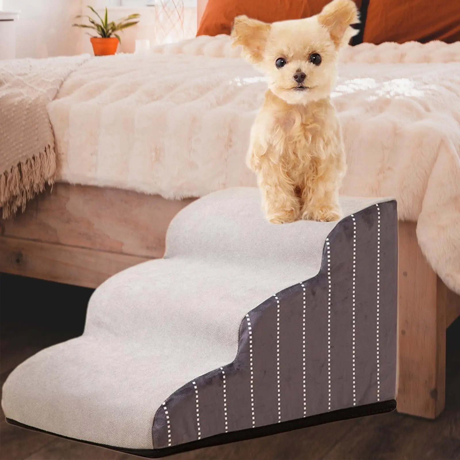 Portable Dog Steps Stair with Detachable Cover Cat Bed Couch Ramp Outdoor Climbing Ladder for Small Animals Pet Supplies