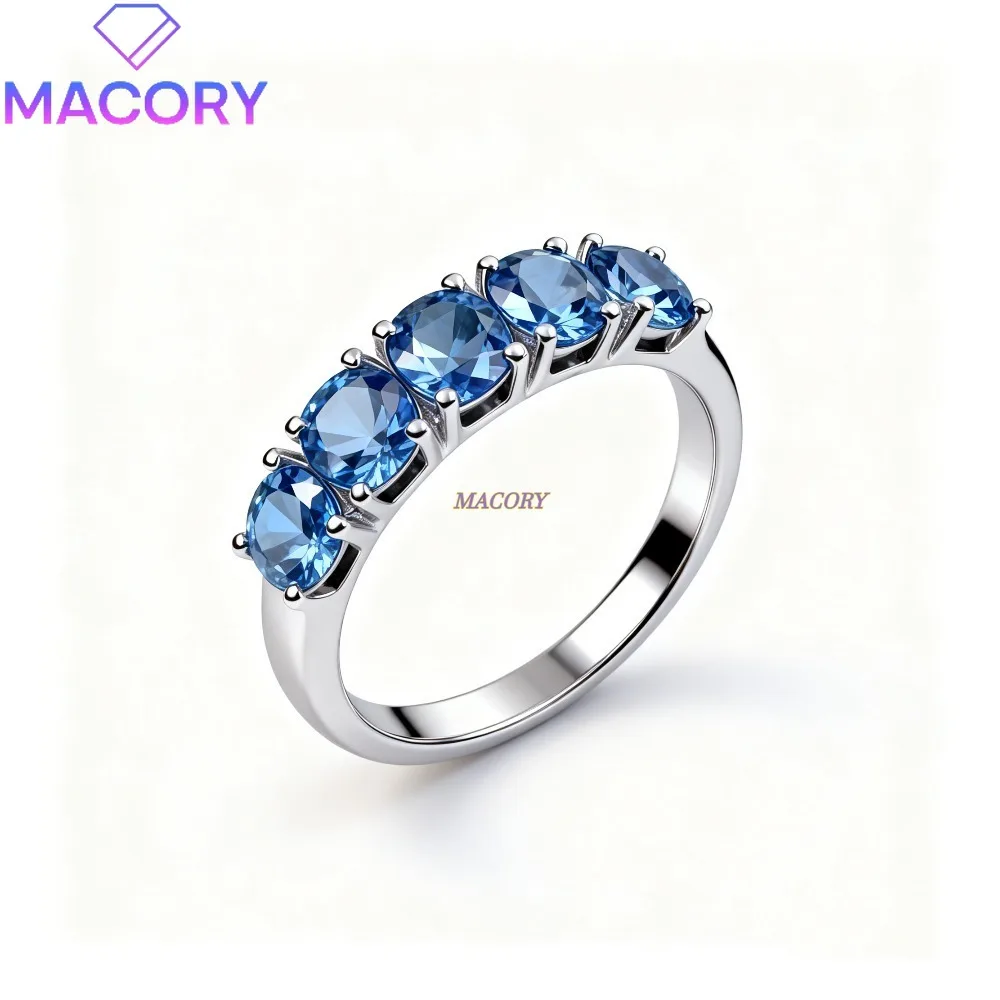 Natural London Blue Topaz Women's Ring S925 Sterling Silver Ring Luxury Jewelry Accessory Engagement Wedding Ring Holiday Gift