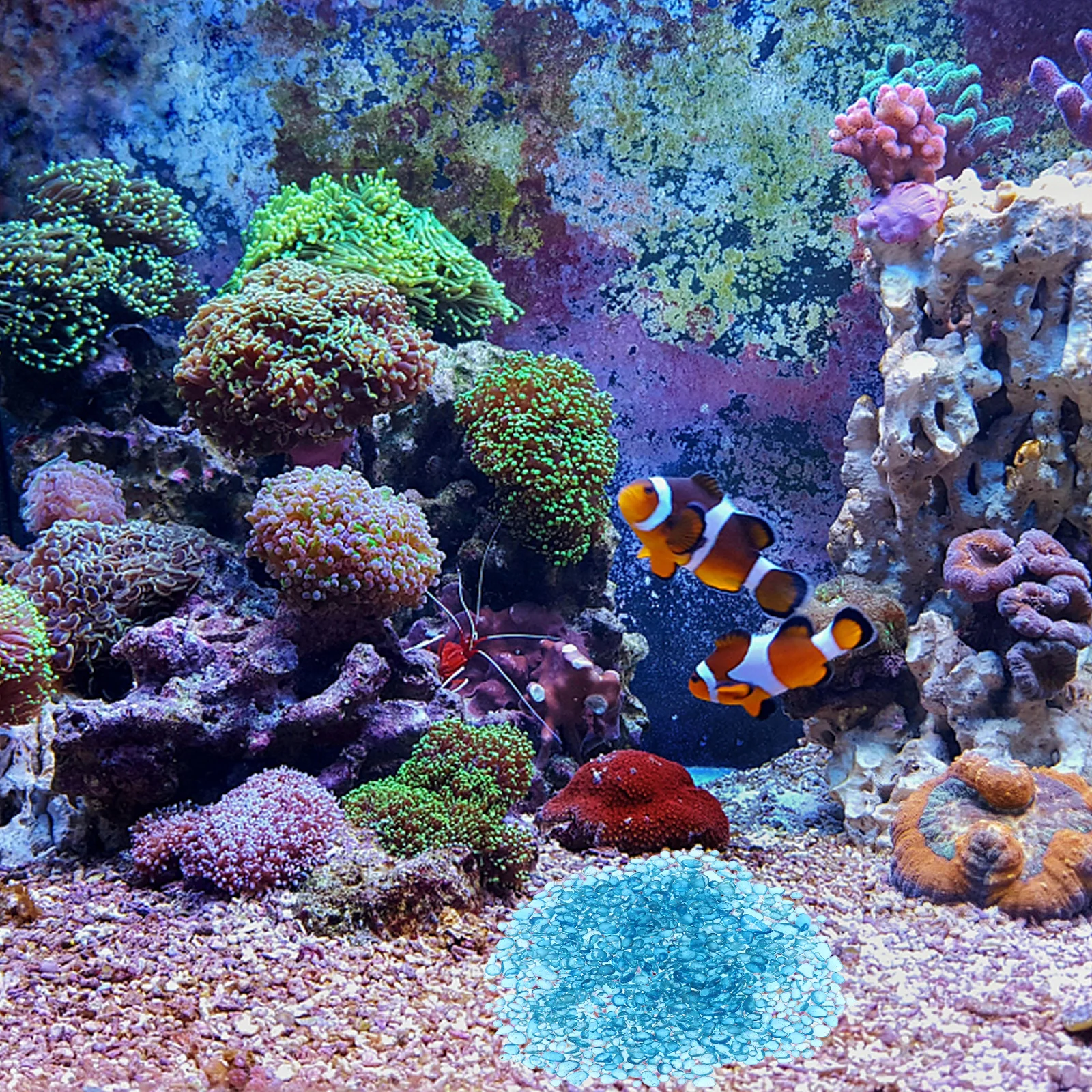 

500G Colorful Crystal Stones Transparent Glass Pebbles For Aquarium Fish Tank Decor Substrate Safe Water Plants Turtle Tank