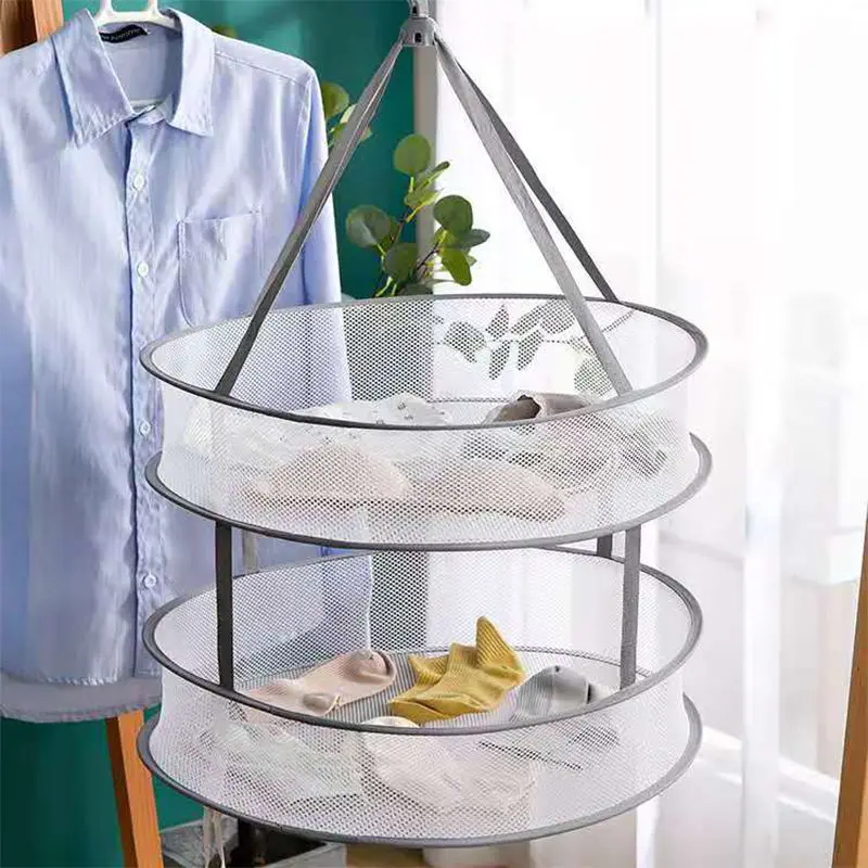 Clothes Drying Basket Hanging Sweater Net Pocket Thickened Anti-Deformation Cardigan Drying Rack Socks Drying Bag Double Layer