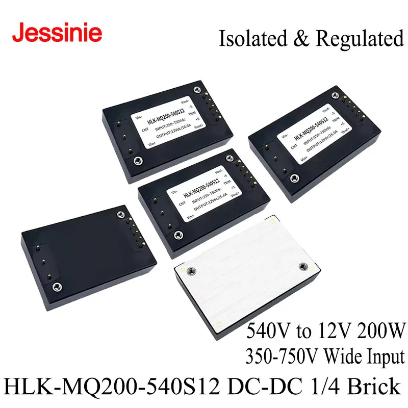 HLK-MQ200-540S12 DC-DC 540V to 12V 200W 16.6A 1/4 Brick Power Module Isolated Regulated Single Output 350-750V Wide Input