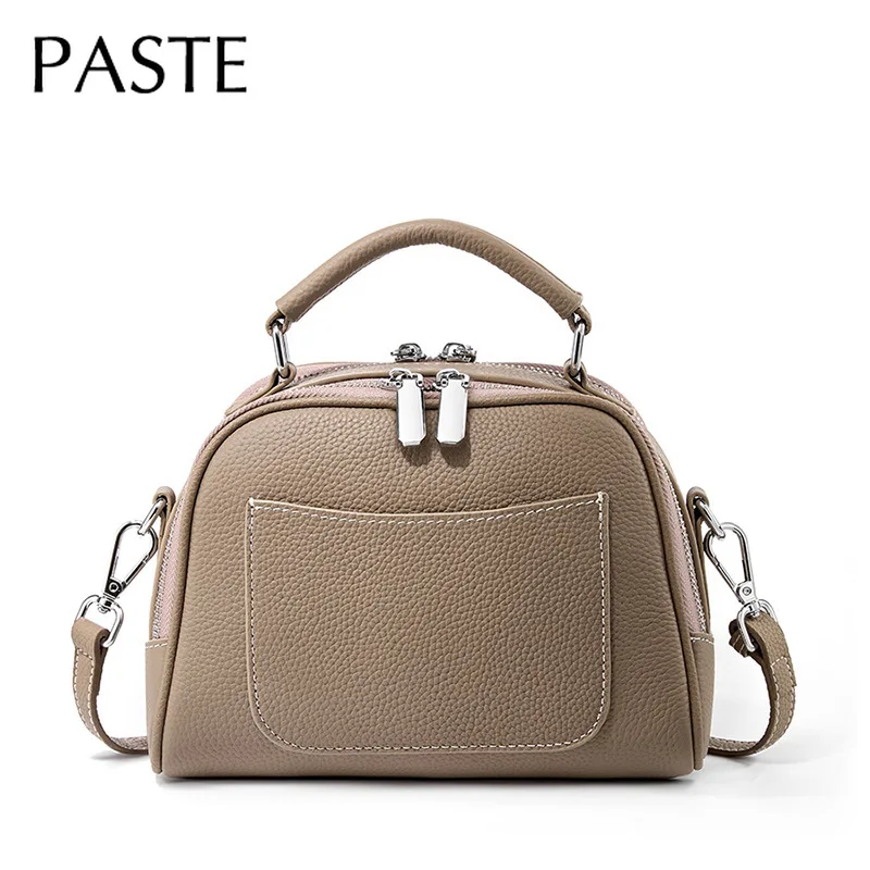 New Summer Round Shell Shape Women Messenger Bag Lichi Pattern Cow Leather Female Crossbody Bag Small Double Zipper Handbag