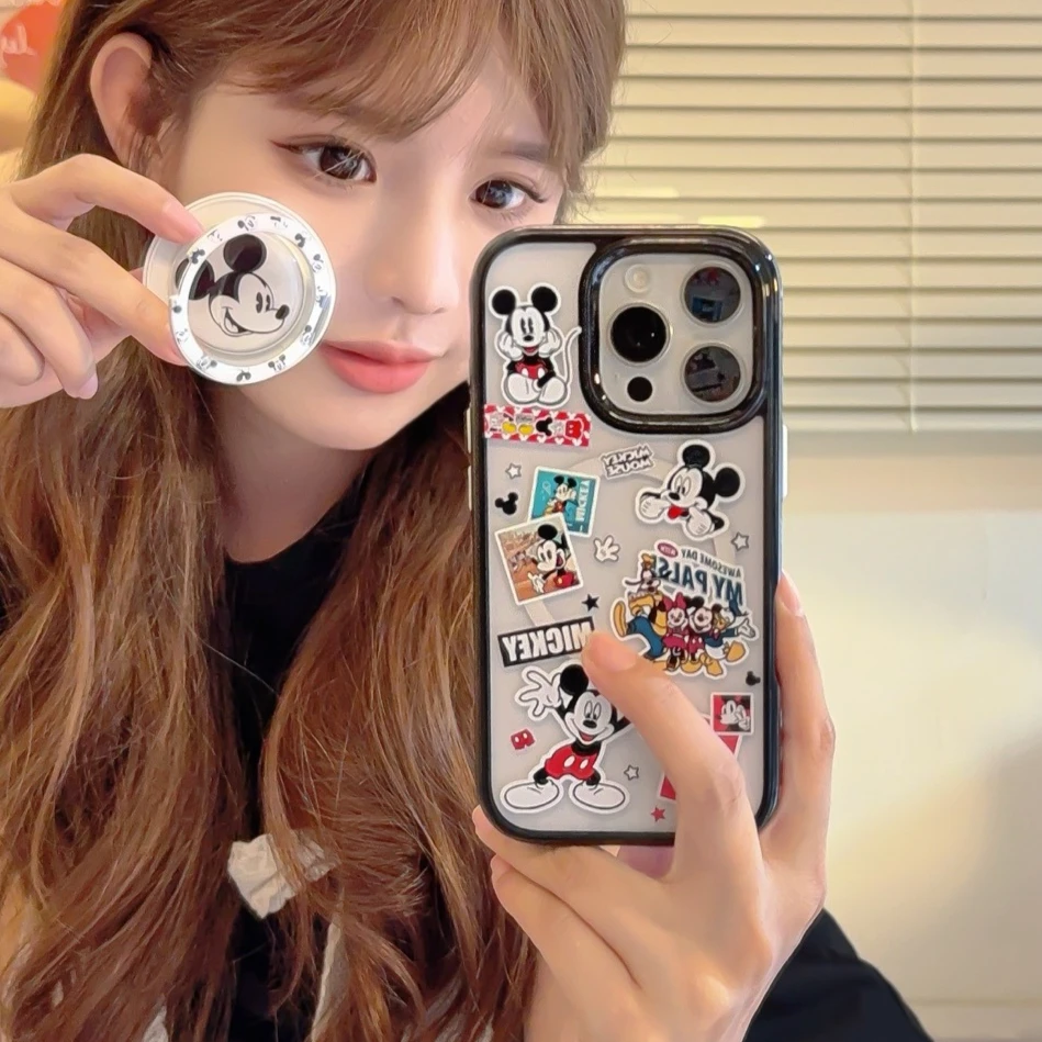 

Cute Cartoon Mickey Y2K Magnetic Bracket Mobile Phone Case for IPhone 16ProMax 16 15 14 13 ProMax Phone Case
