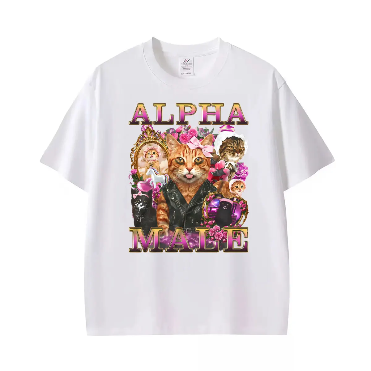 Funny Alpha Male Retro 90s Cat Graphic T Shirts Men Women Casual Fashion Quality T Shirt Retro Short Sleeve T-shirts