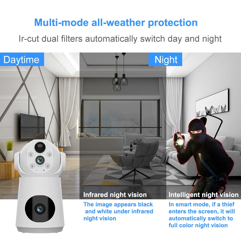 CCTV Security Wireless Wifi Battery Camera Smart PIR Detection Day Night Home Audio Video Surveillance Indoor IP PTZ Camera V380