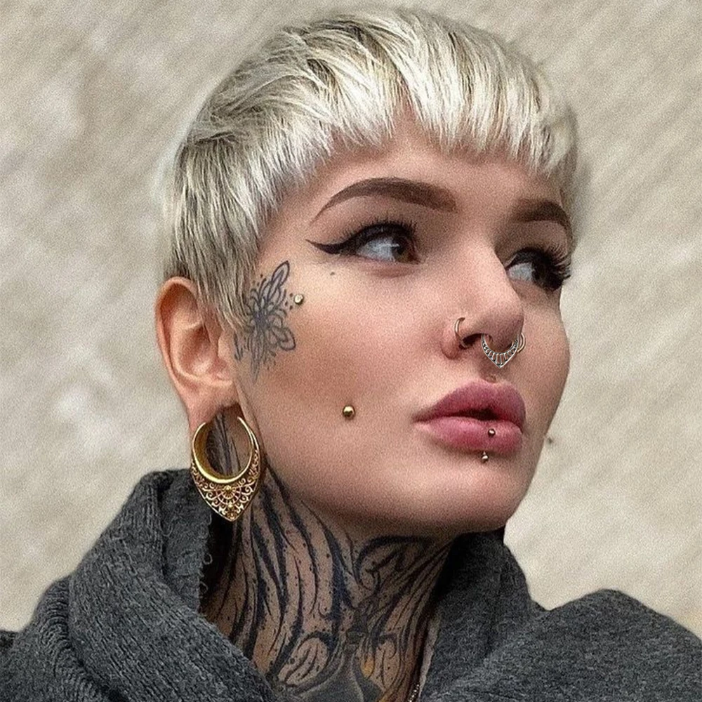 2-1PCS/Sets TiTanium Waterdrop Septum Piercing Clicker Flower Nose Rings 16G Segment Cartilage Daith Hoop Earring Jewelry Gift