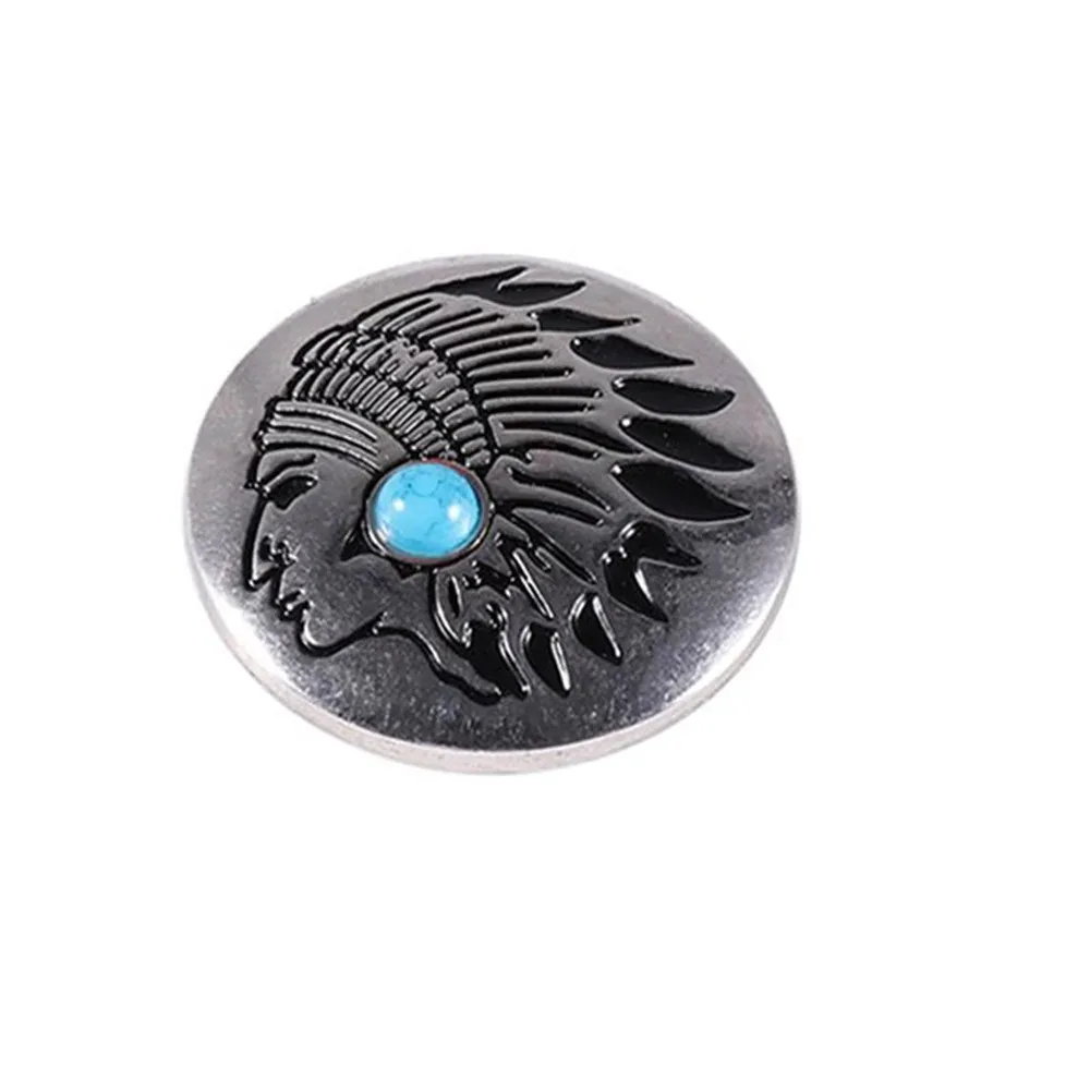 12pcs/lot Red blue turquoise beads  Diameter 3.0CM Metal flower Conchos decoration Belt accessories accessories