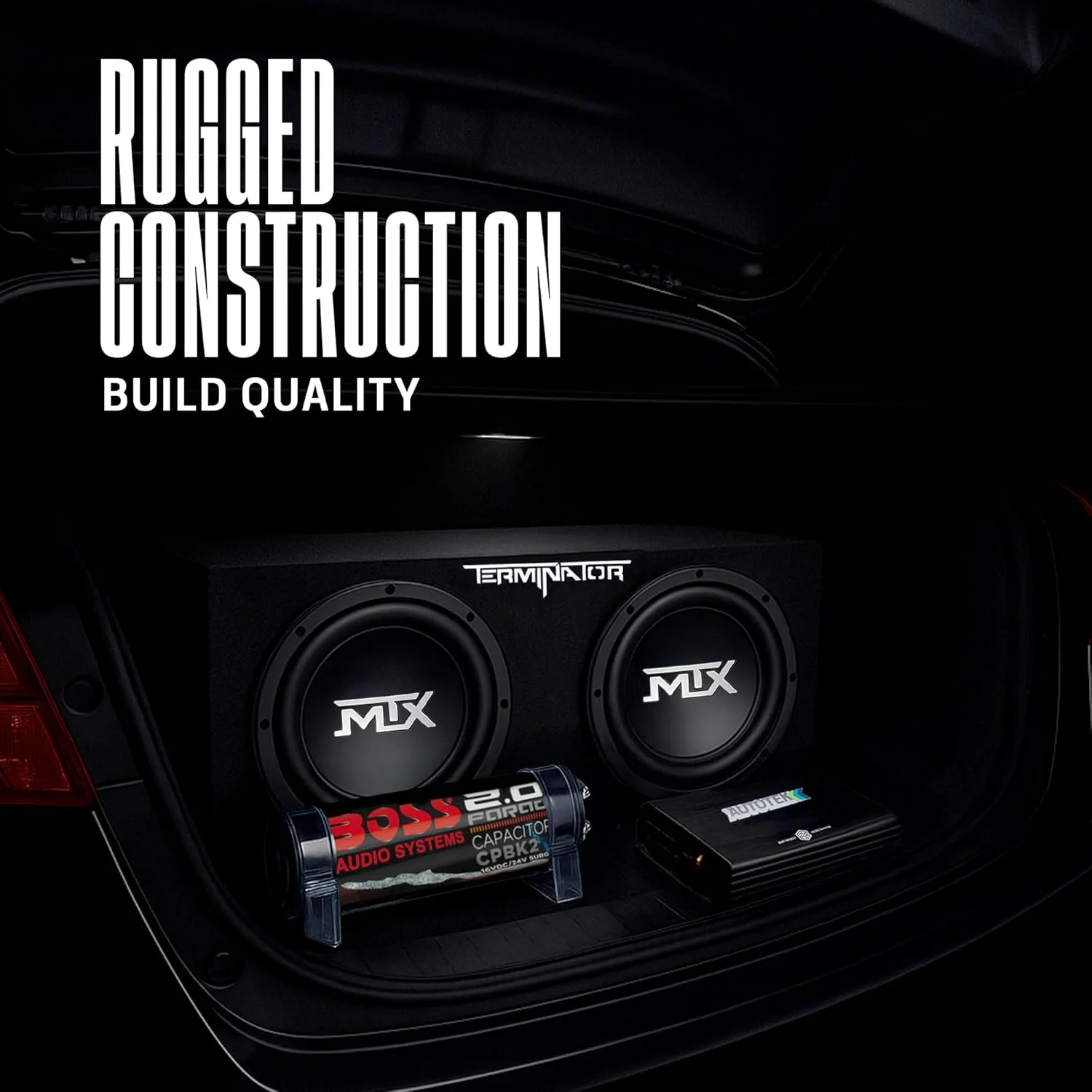 12 Inch 1200W Dual Loaded Car Subwoofer Package – 4 Ohm Sub Enclosure with 1200W Mono A/B Amplifier & Complete Wiring Kit 2