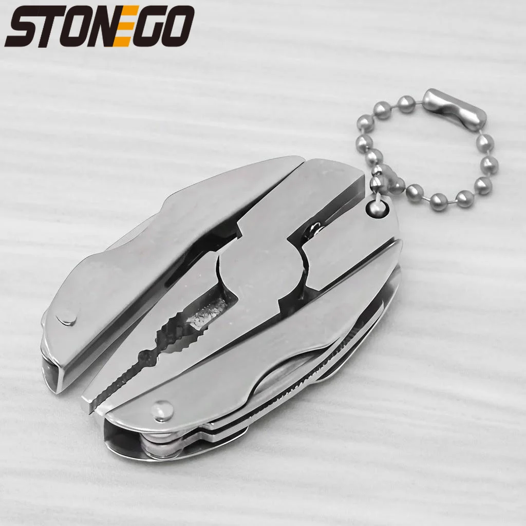 Stainless Steel Multifunctional Pliers Tool Portable Outdoor Survival Keychain Screwdriver Knife 1PC