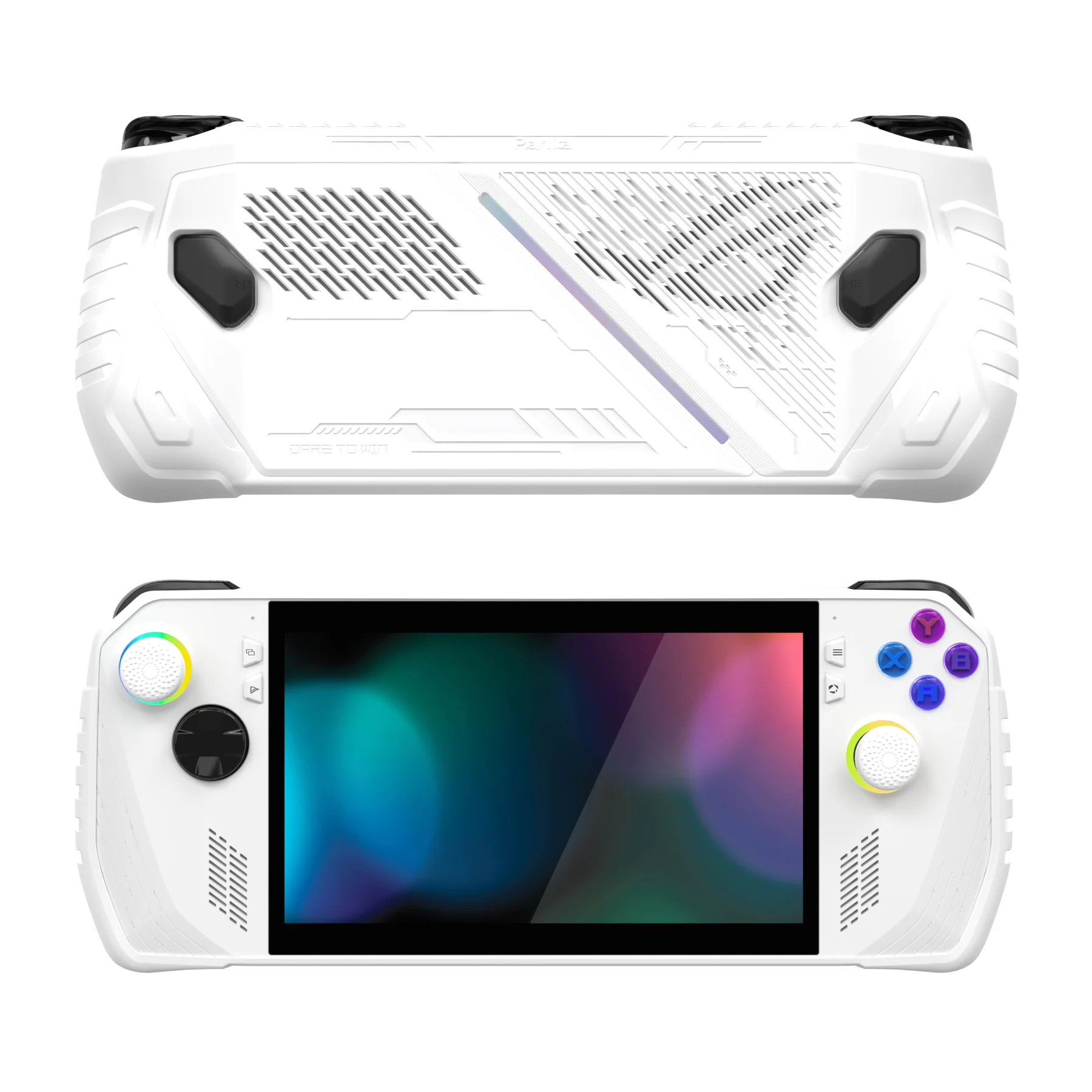 PlayVital Absolute TPU Protective Case for ROG Ally, Anti-Slip Grip Cover with Joystick Caps Anti-Scratch Shockproof- White