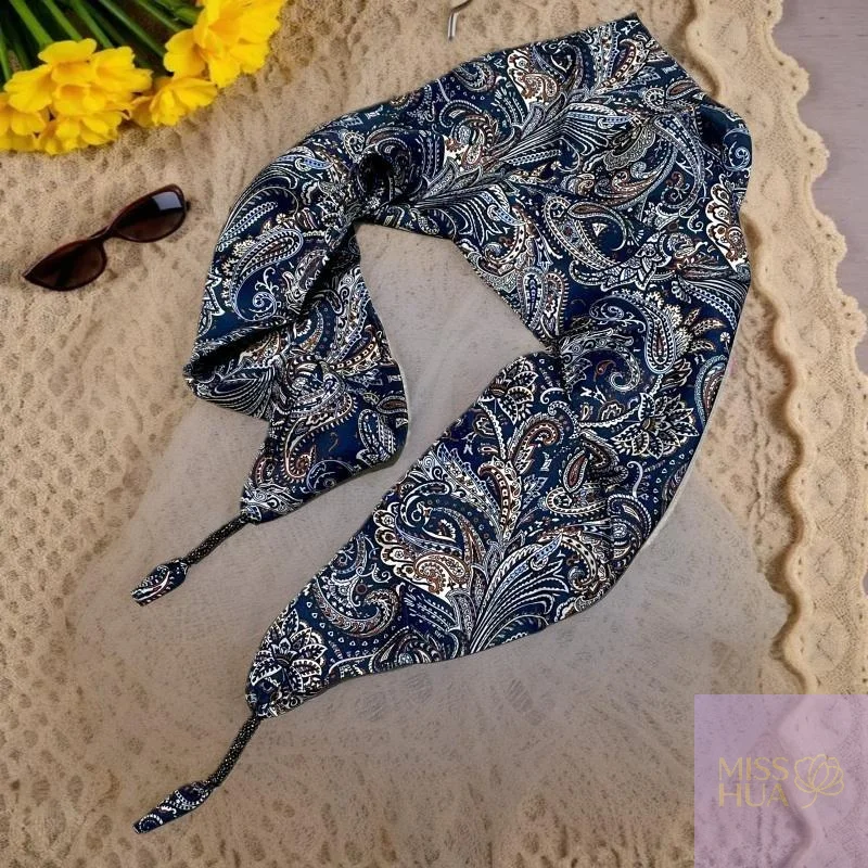 2025 هوا YY المألوف الحرير مثلث وشاح المرأة المطبوعة حك مربوط الخصر التفاف أنيقة خمر نمط الكتف التفاف هوا هوا