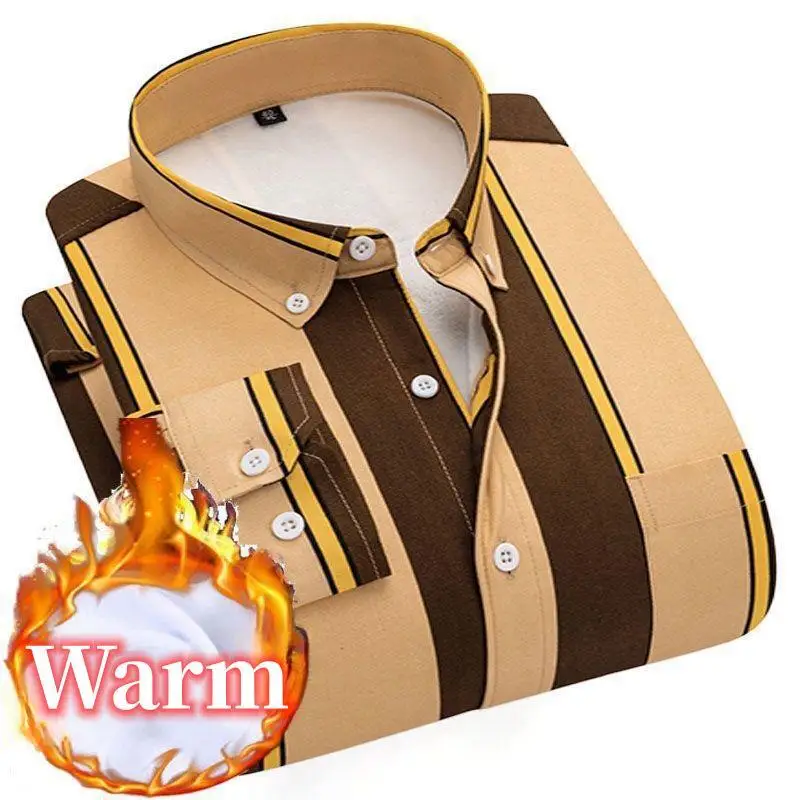 Men's Casual High Quality Soft Large Size Top Shirt Men's Fashion New Autumn Winter Casual Long Sleeve Plaid Shirt Thick Warm