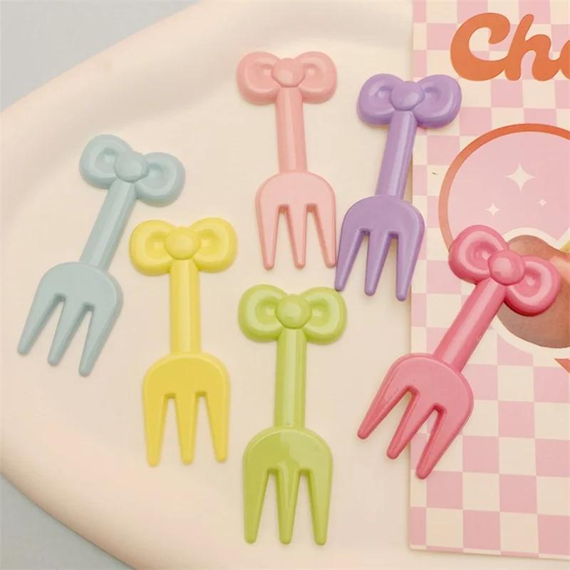 10Pcs Creative Mini Cute Fruit Fork Animation Peripheral Cartoon Exquisite Recyclable Portable Fruit Pick Snack Forks