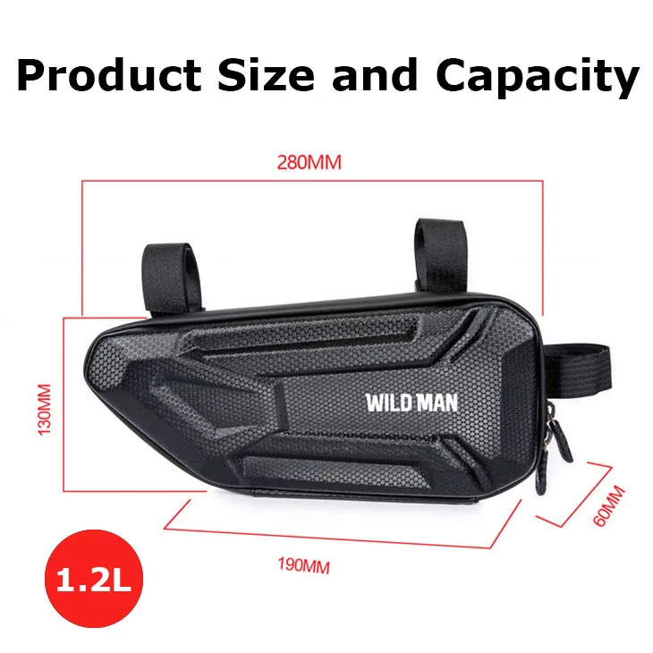 WILD MAN – sac de vélo étanche, Triangle, sac à outils, coque rigide EVA, sac pour cadre de cyclisme, accessoires vtt réfléchissants