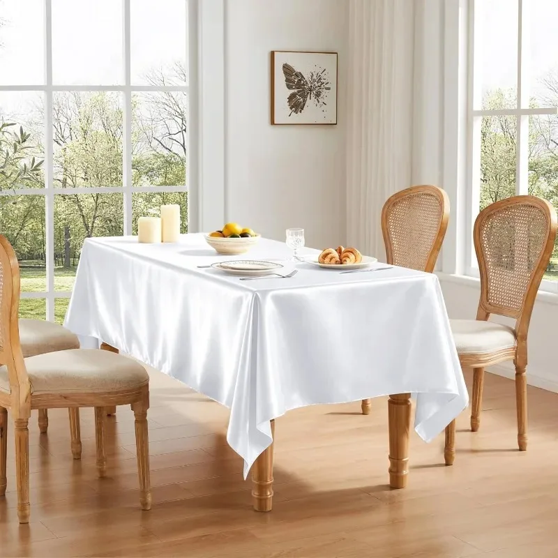 Thicken Satin Rectangle Tablecloth Silky Table Cover for Christmas Dining Wedding Party Banquets DIY Decoration