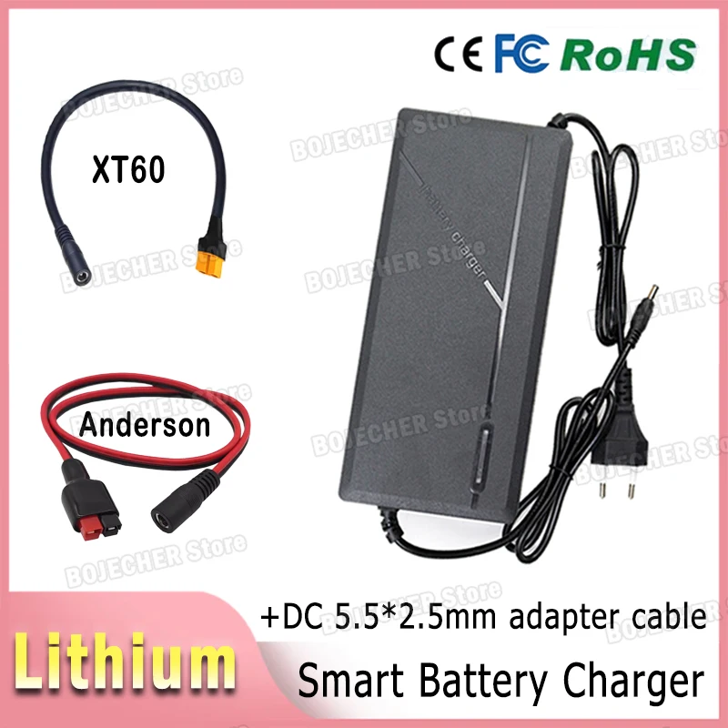 48V 72V 5A Lithium Battery Charger For Li-ion Battery Pack 54.6V 84V Smart Charger Fast Charging Battery Power Adapter DC Plug