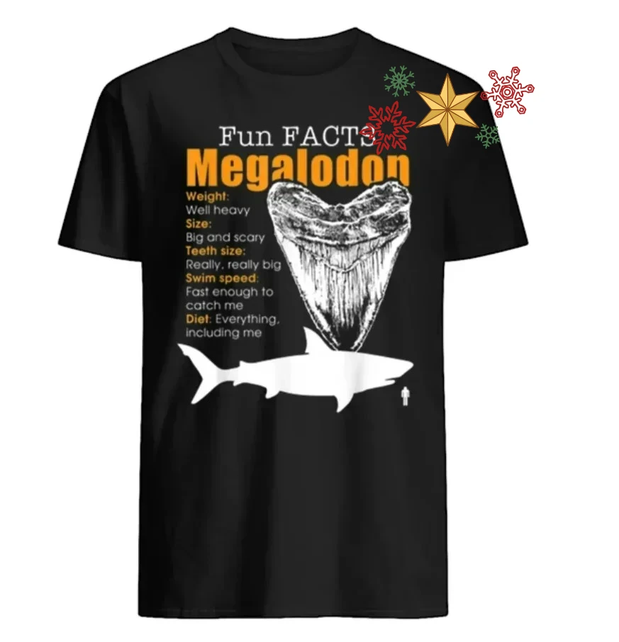 Funny Facts Megalodon Infographic T-Shirt 100% Cotton O-Neck Summer Short Sleeve Casual Mens T-shirt Size S-3XL