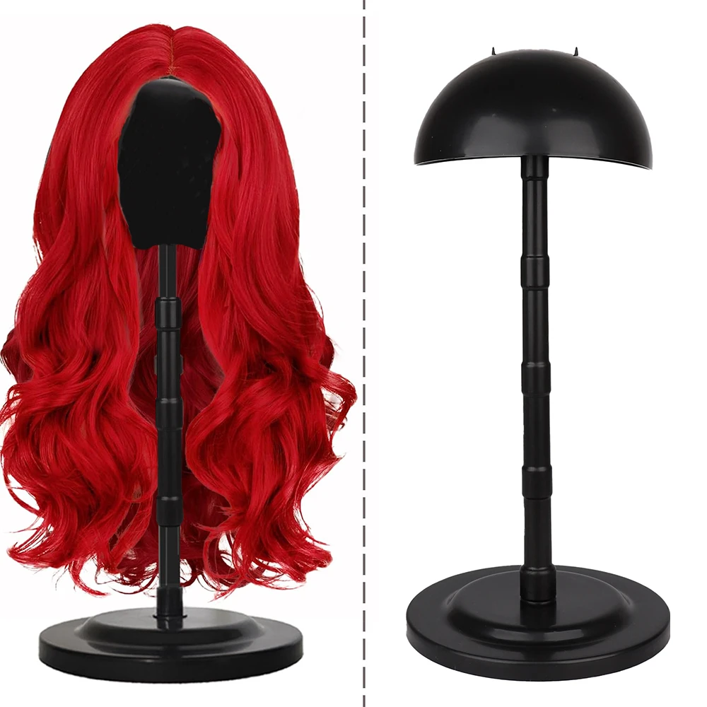 

1 шт., черная пластиковая подставка для головы парика с регулируемой высотой, портативный держатель для париков, подставки для нескольких париков и шляп, укладка, сушильный дисплей