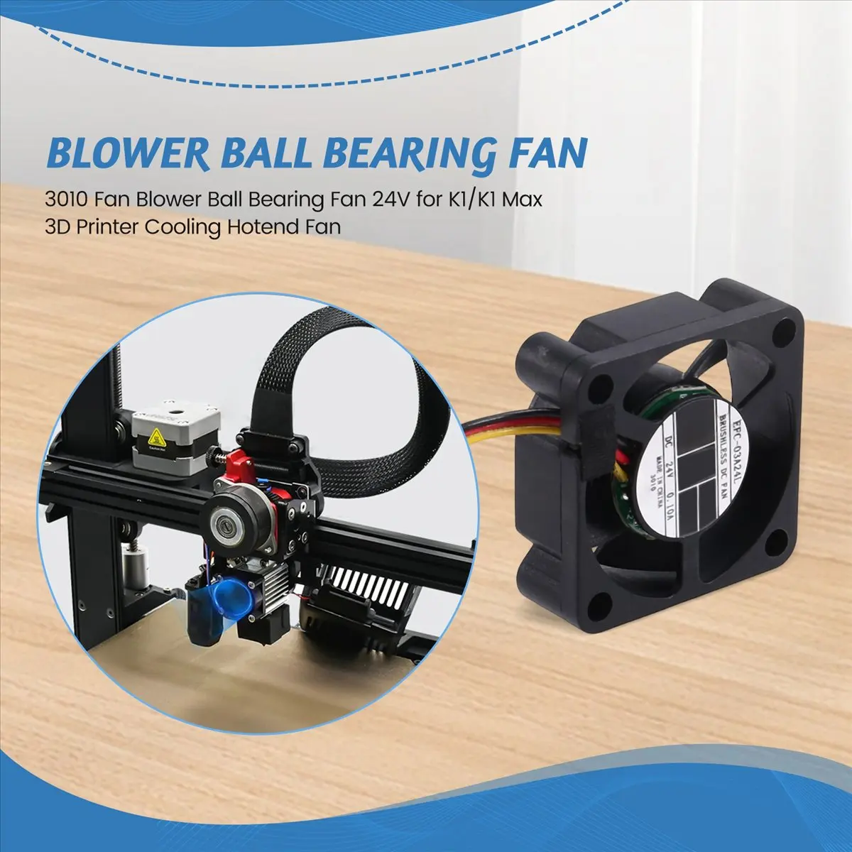 2026 جديد + 3010 مروحة منفاخ كروي مروحة 24 فولت للإبداع K1/K1 ماكس طابعة ثلاثية الأبعاد تبريد Hotend مروحة أجزاء طابعة ثلاثية الأبعاد