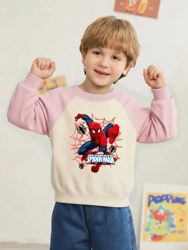 ربيع الخريف الفتيان أزياء بلوزات غير رسمية مارفل سبايدرمان المطبوعة الاطفال س الرقبة هوديس الأطفال تقسم طويلة الأكمام البلوز #6