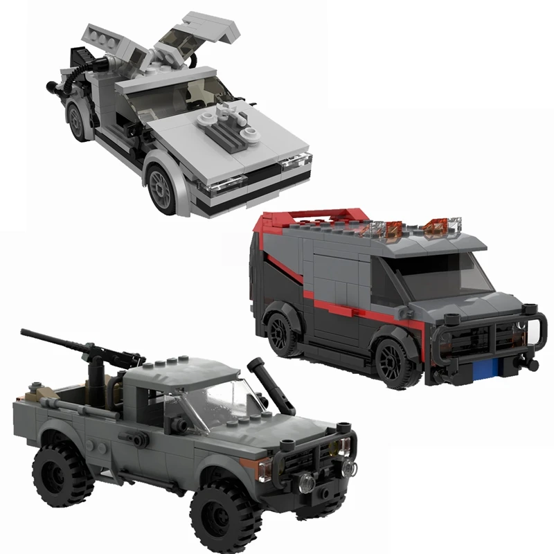 BuildMoc Technical Car Vehicle A-Team Van SWAT Truck MOC Supercar Model Building Blocks Bricks Toys for Children Boy Gifts