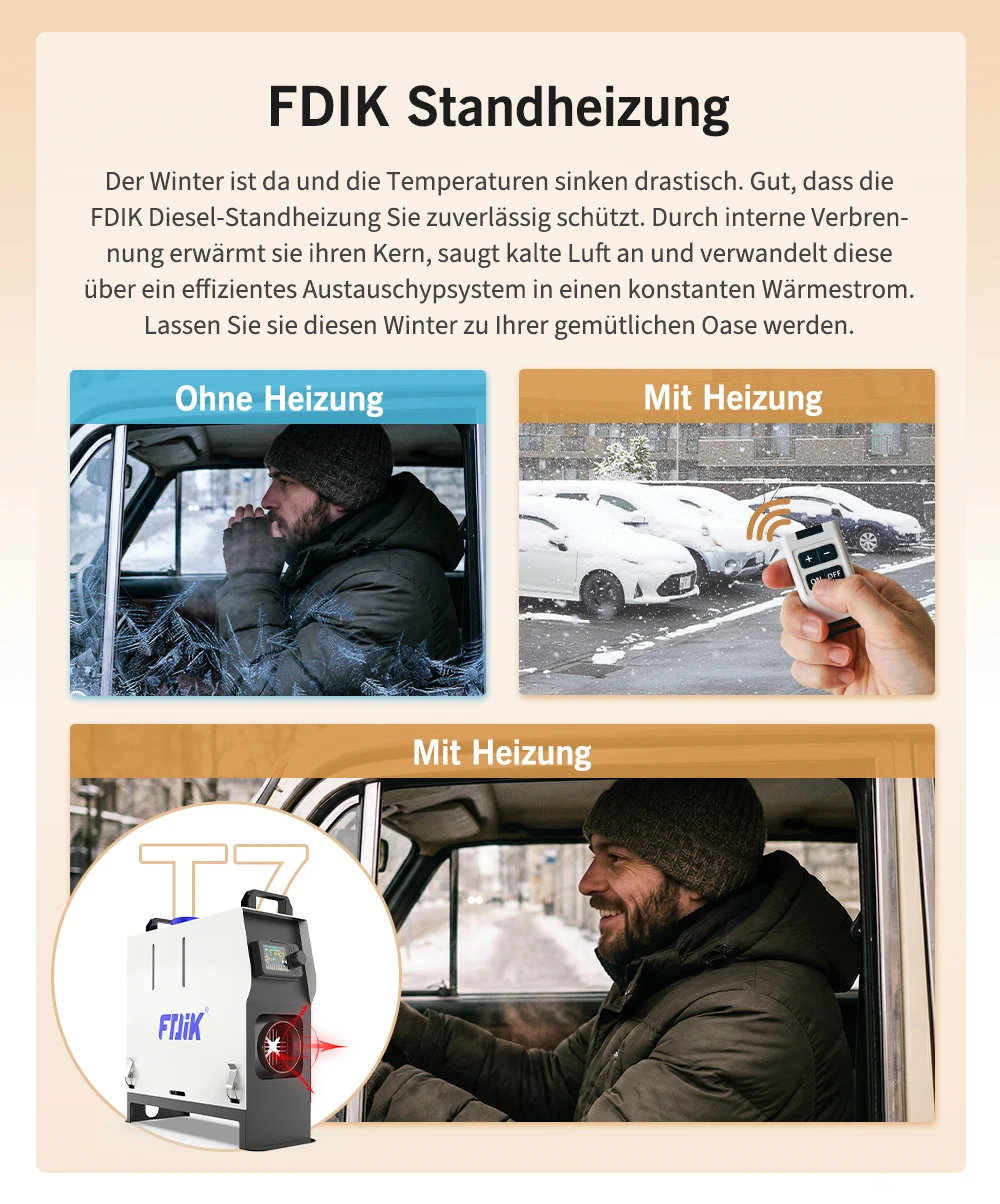 FDIK 230V 8 kW Dieselheizung mit Bluetooth-App; inklusive Netzteil und Fernbedienung; 12V/24V-Standheizung. – Detail 2