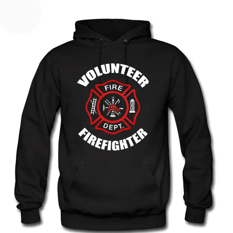 Men's Funny Firefighter Volunteer T Shirt Men's Fire Rescue Fireman Tracksuits Sweatshirts Men Black t shirt Oversized Hoodie