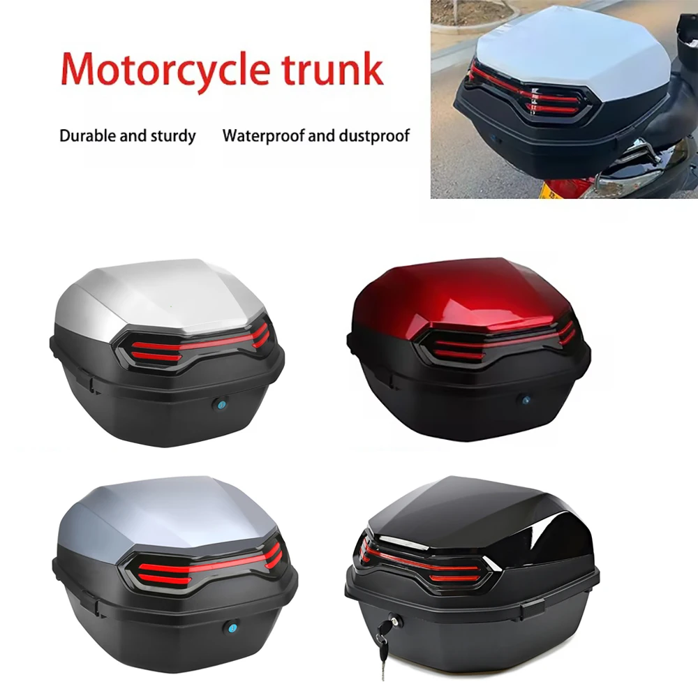 Motorrad-Kofferraum, universelle Montage, Moto-Top-Koffer, Heckbox, Träger, abschließbare Top-Gepäckaufbewahrungsbox für Elektromobil-Motorräder – Detail 5