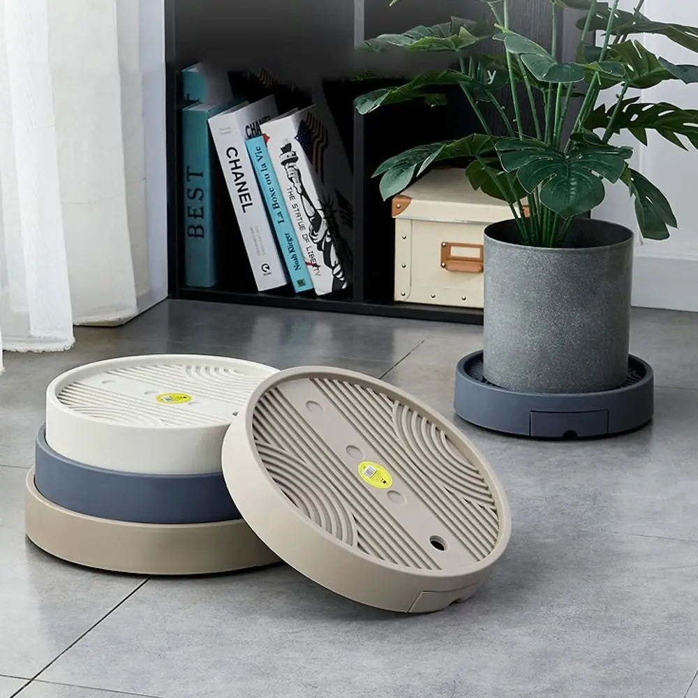 Round Flower Pot Mobile Tray Heavy Duty Non-Slip Movable Plant Stand with Drainage Tray Stable Plants Holder