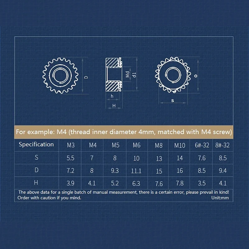 304 Stainless Steel/Carbon Steel 4#-40 6#-32 8#-32 10#-24 10#-32 1/4-20 5/16-18 3/8-16 M3 M4 M5 M6 M8 M10 K-type Gear K Lock Nut