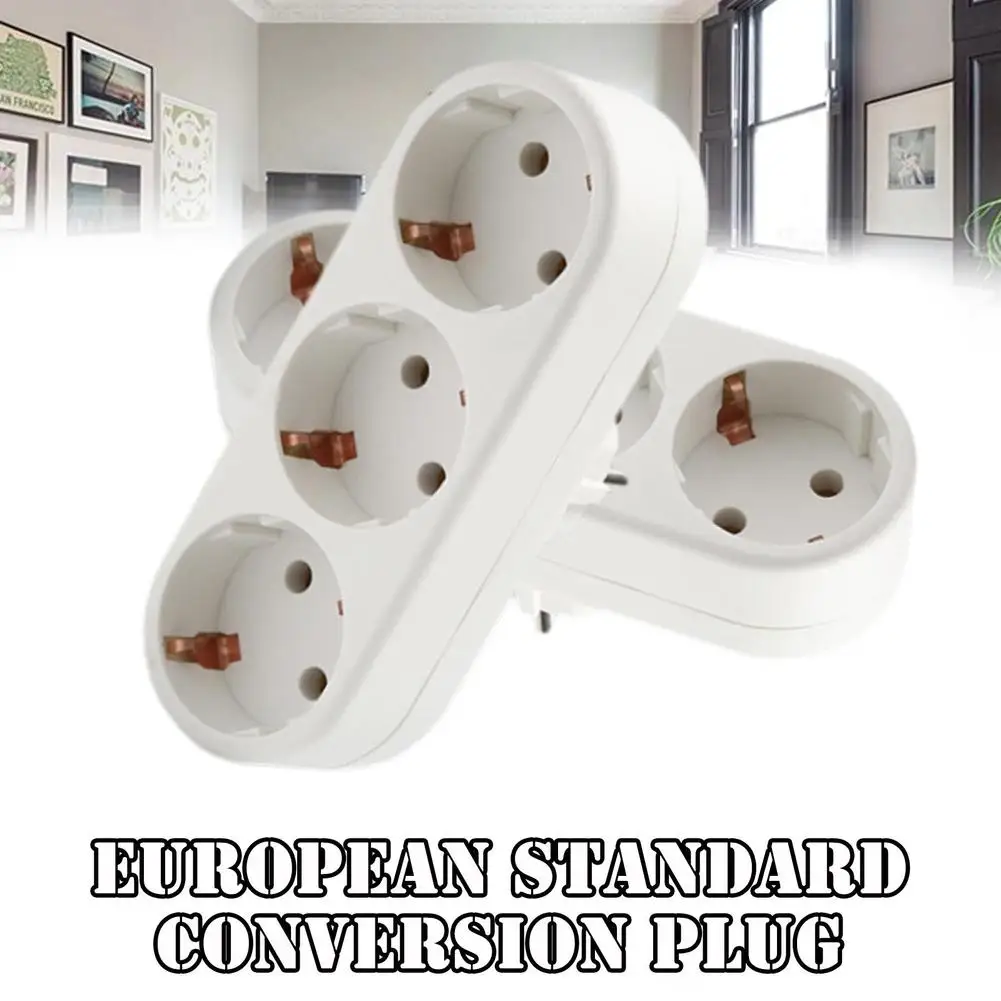 EU Electrical Socket 3 Outlets European Standard Adapter Expansion Socket Power Extension Plug Converter EU Conversion Plug