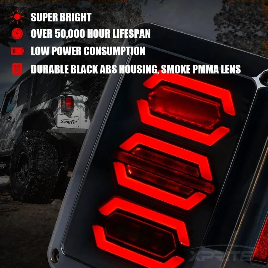 أضواء خلفية LED متوافقة مع جيب رانجلر JK JKU 20072018 المصابيح الخلفية الخلفية مع إشارة الانعطاف احتياطية ضوء الفرامل التوصيل اللعب الدخان