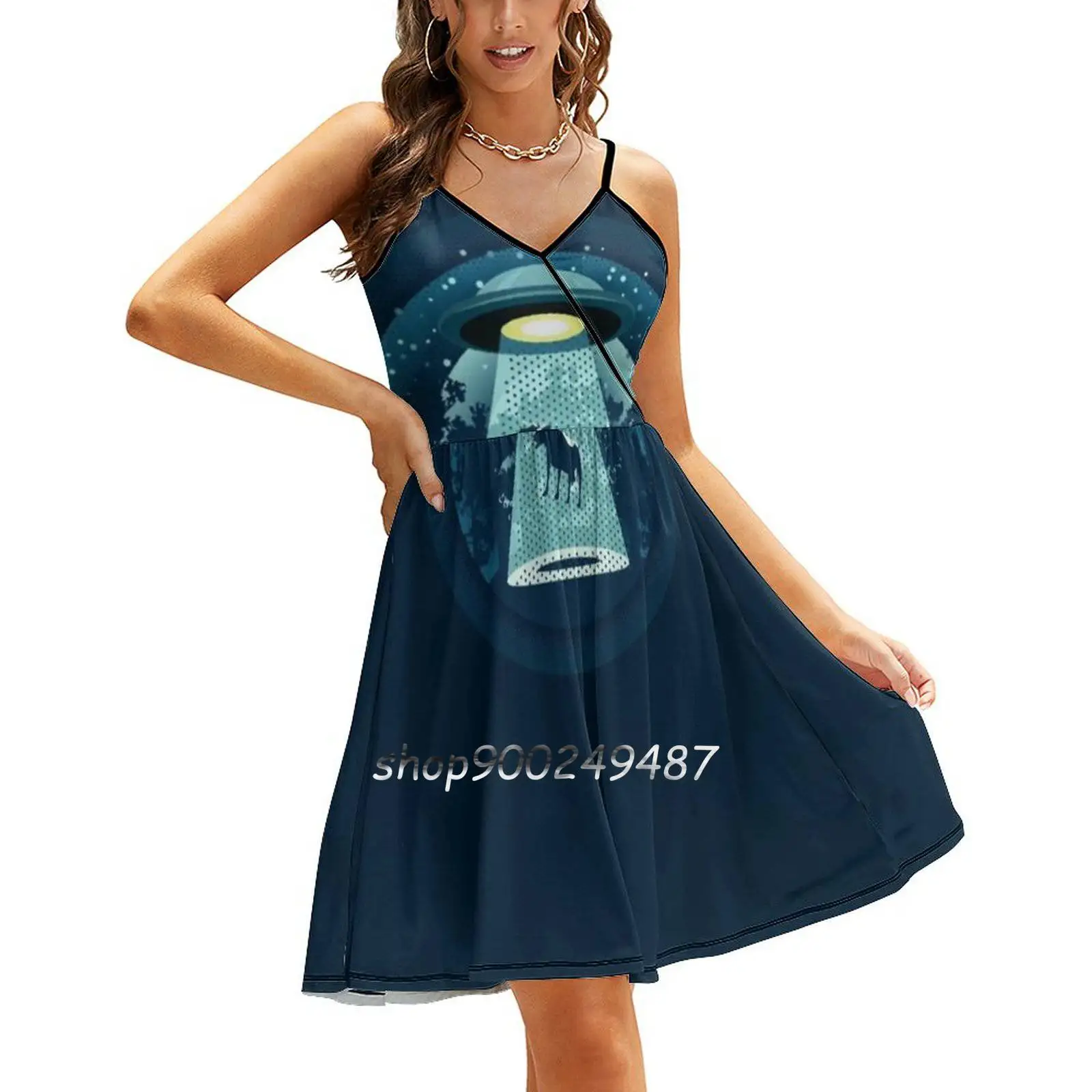 

Beware Ufo Sling Dress Sexy Dress Female High Waist Dresses For Women Vector Retro Silhouette Cartoon Technology Object