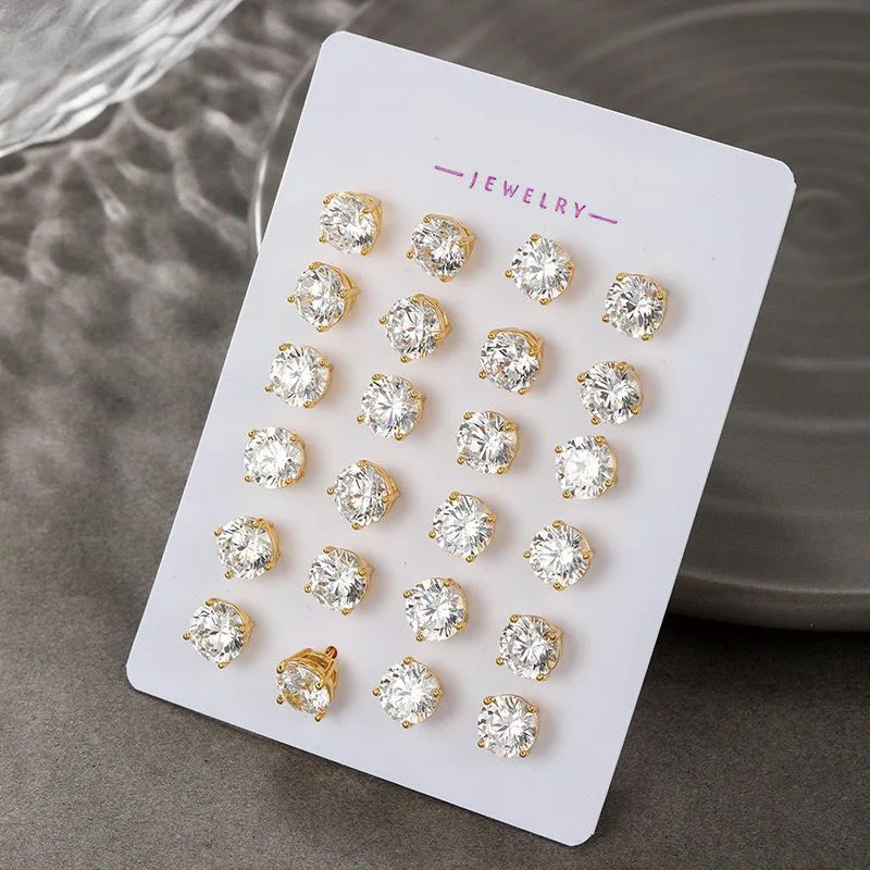 أسعار الجملة --- 3/5/7 مللي متر 4 مخالب واحدة جولة الزركون وأقراط للنساء مجوهرات الأزياء XP 24 k الذهب الخالص مطلي #1