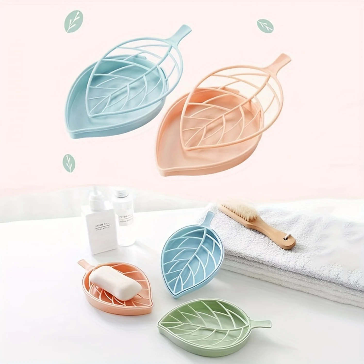 1pc Stylish Leaf Shaped Soap Dish - Drainable & Durable, Quick-Drying Soap Holder for Bathroom Decor, Practical  Rack, Space-Sav