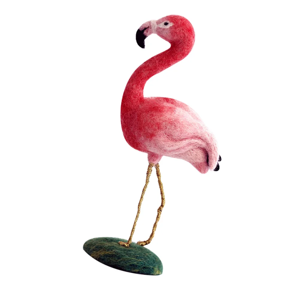 

1 set Wool Felt Kit Flamingo Crafts Merino Roving Felting Material DIY Needle Craft Supplies Animal Stitching Tools for Adults