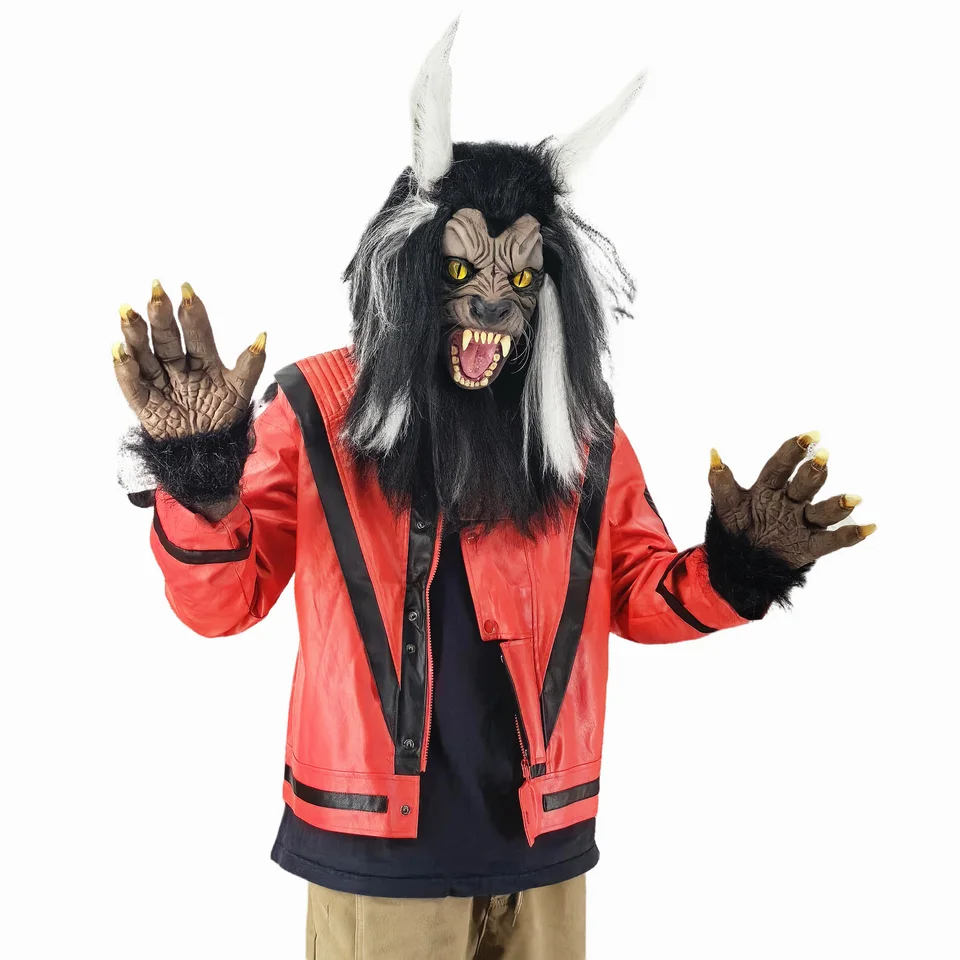 狼 コスプレ ミカエル・ジャクソン風コスチューム、狼男ハロウィン用スリラーマスク
