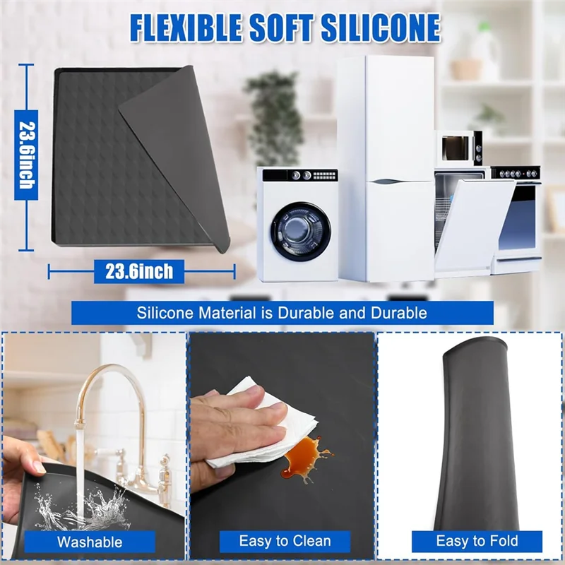

AC93 — чехлы для стиральной машины и сушильной машины сверху, 23,6 x 23,6 дюйма, верхний защитный коврик для сушильной машины, нескользящий водонепроницаемый верх для стиральной машины