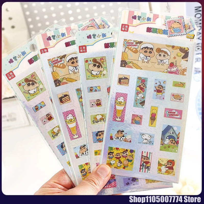 4pcs Kawaii Crayon Shin-Chan Stamp Stickers Sakura Creative Diy Phone Case Camera Decoration Children'S Reward Toy