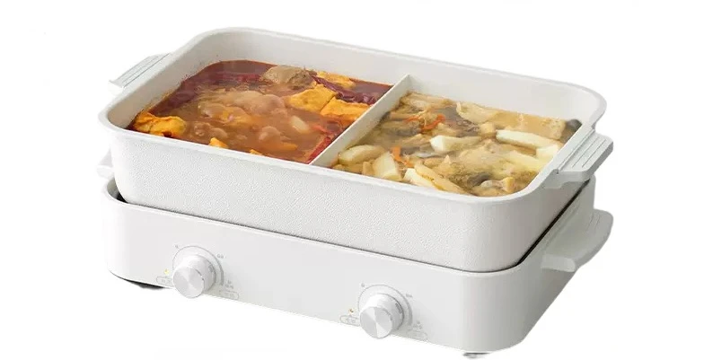 

110 В многофункциональная кастрюля-мандаринка, электрическая кастрюля, бытовая разделенная кастрюля для ополаскивания и запекания, встроенная кастрюля, маленькая