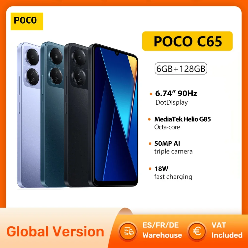 POCO C65 4G Global Version Smartphone MediaTek Helio G85 Octa Core 6GB 128GB 6.74