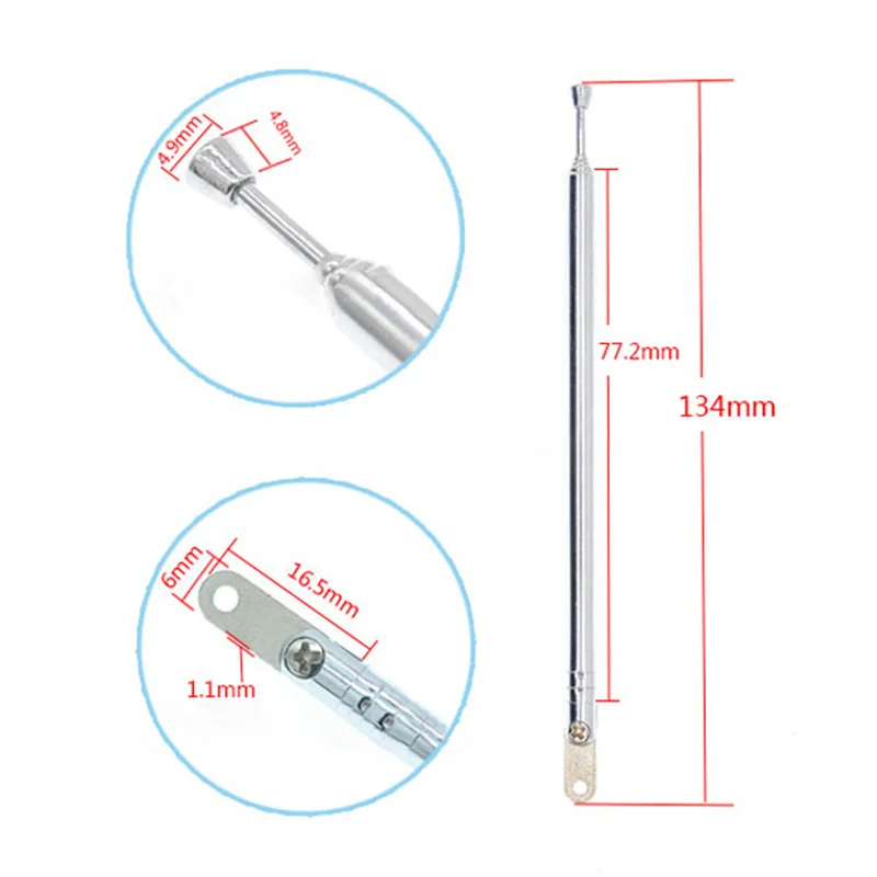 5 Sections  AM FM Radio Universal Antenna Replacement Telescopic Aerial Antenna Rod Antenna Radio Tools