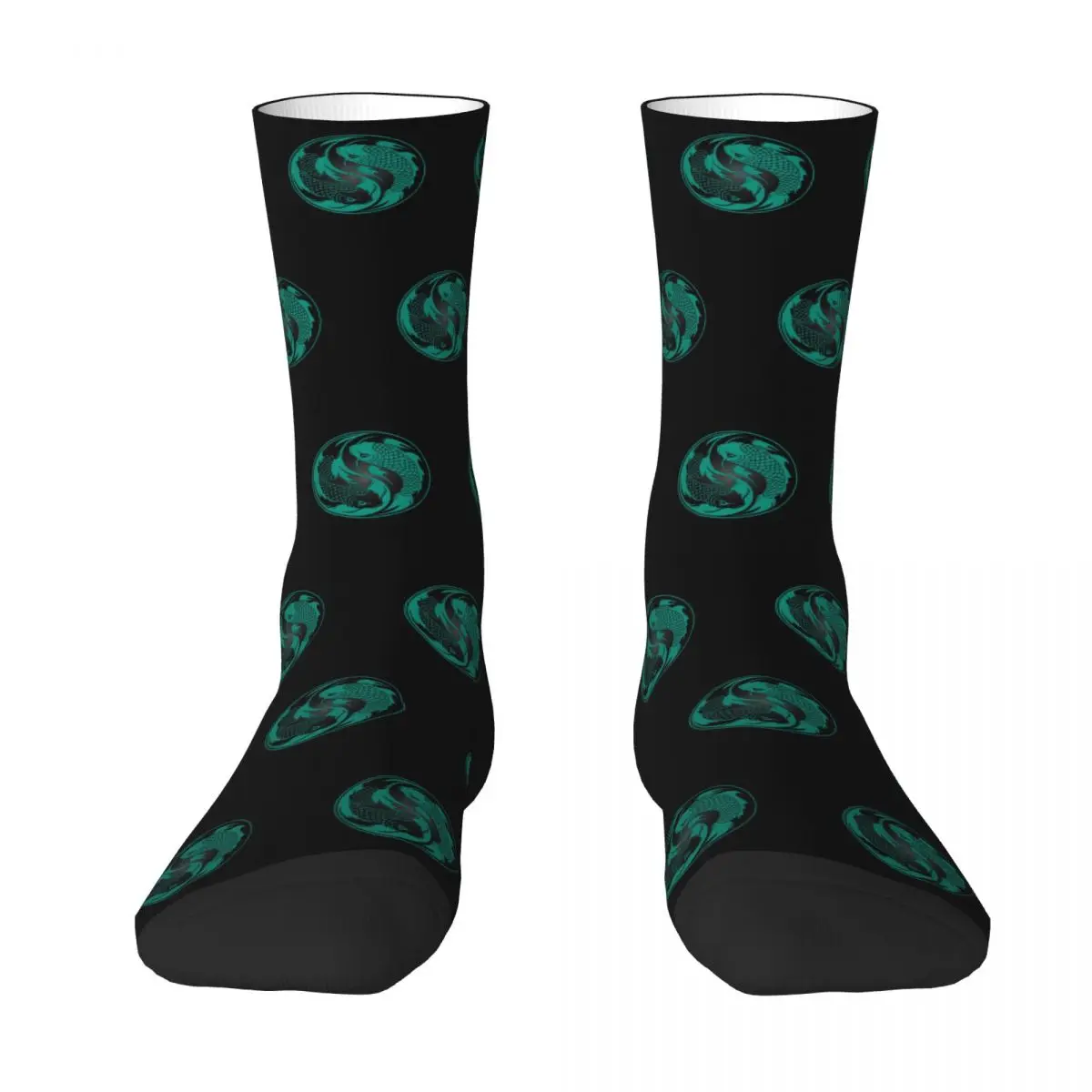 Calzini di pesce Yin Yang Koi blu verde acqua e nero Calze Harajuku che assorbono il sudore Calzini lunghi per tutte le stagioni Accessori per uomo donna