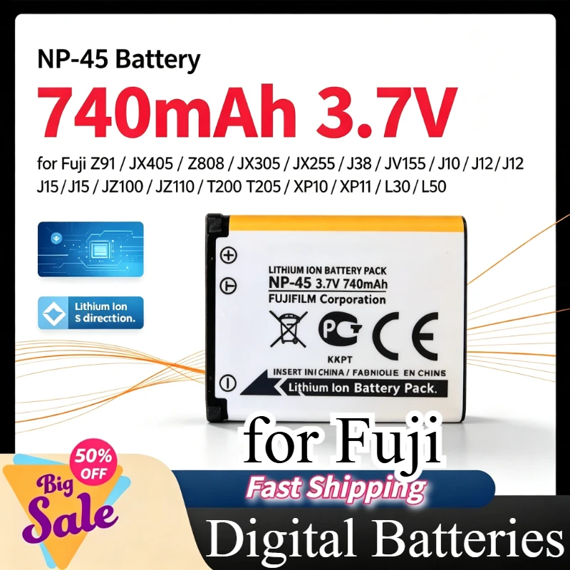 NP-45 Battery 740mAh 3.7V for Fuji Z91 JX405 Z808 JX305 JX255 J38 JV155 J10 J12 J15 JZ100 JZ110 T200 T205 XP10 XP11 L30 L50