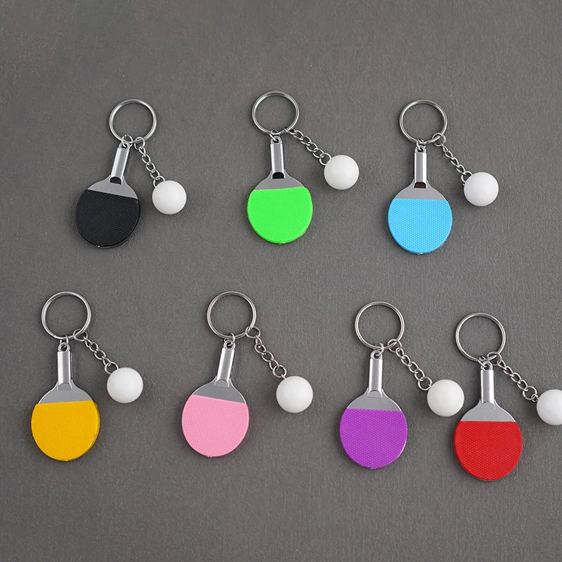 Table Tennis Keychain Mini Ping Pong Keyrings Table Tennis Racket Keyring Bag Pendant Ornament Decoration Souvenir Gift